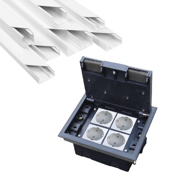 Listwy kablowe i puszki podłogowe