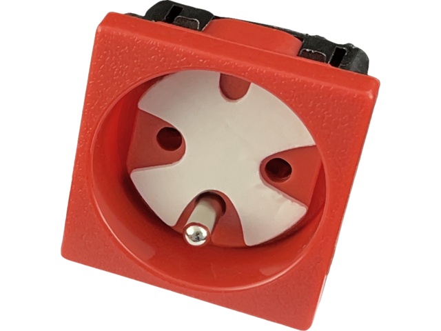 Gniazdo zasilające 45x45 czerwone z kluczem 2P+Z, PZ01