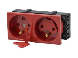 Gniazdo elektryczne 2X2P+Z 90X45 DATA - czerwone JAVEL PZ02J