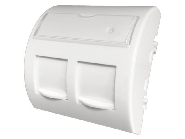 Adapter 45x45 2xRJ45 z klapką przeciwkurzową (wypukły zaokrąglony) OS100