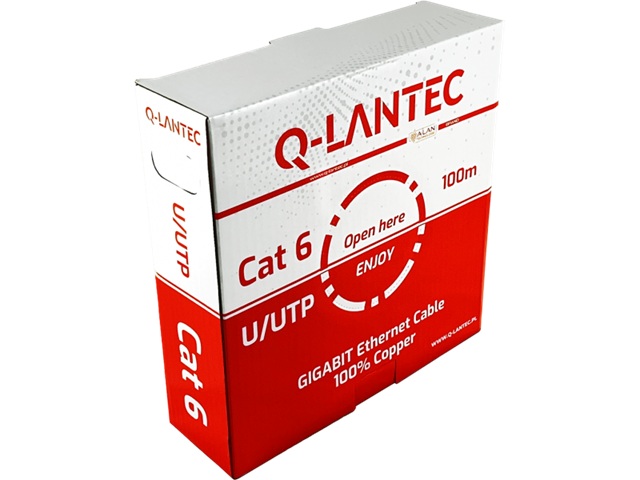 Kabel sieciowy UTP kat.6 PVC Eca 100m Q-LANTEC - 10 lat gwarancji, KIU6PVC100Q