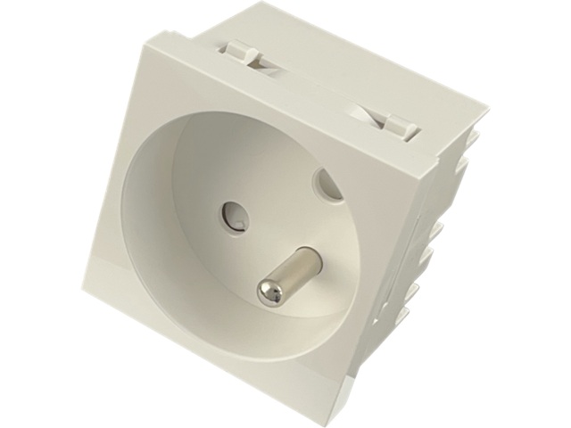 Modularne gniazdo elektryczne 2P+Z, 45x45, standardowe, białe, PZ016