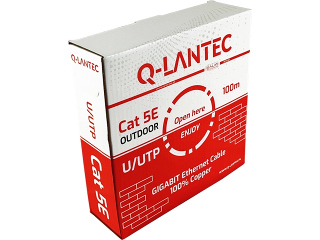 Kabel UTP kat.5e PE 4PR 100m ZEWNĘTRZNY SUCHY Q-LANTEC, KIU5OUTS100Q