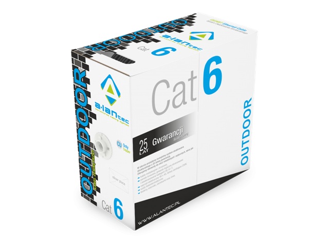 Kabel UTP 4x2x23AWG kat.6 zewnętrzny suchy 305m, KIU6OUTS305