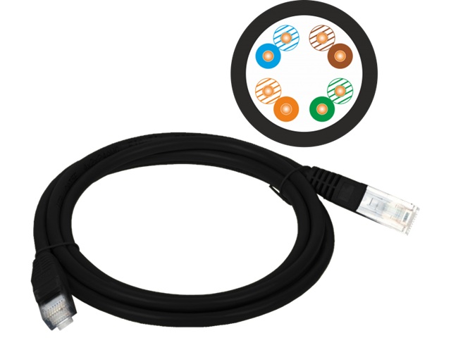 Patchcord UTP czarny 5e dł. 5m