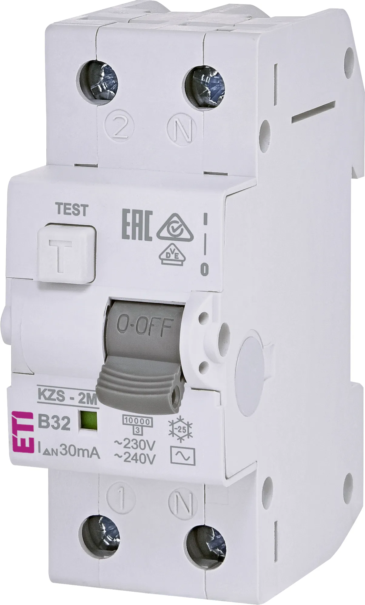 Wyłącznik różnicowo-nadprądowy 2P 32A B 0,03A typ AC KZS-2M 002173107